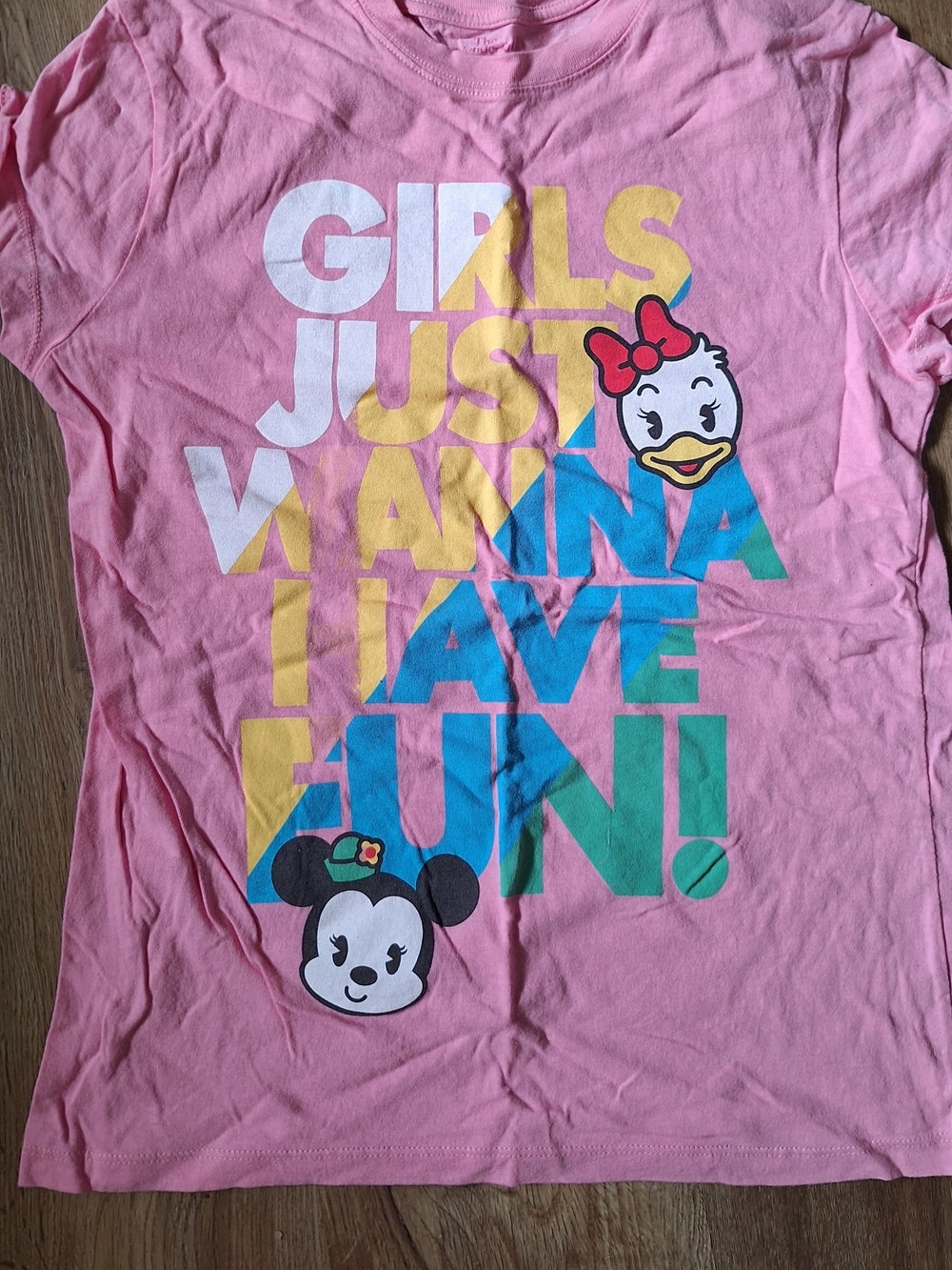 Disney Pink Short Sleeve Tee with Daisy Duck & Minnie Graphic